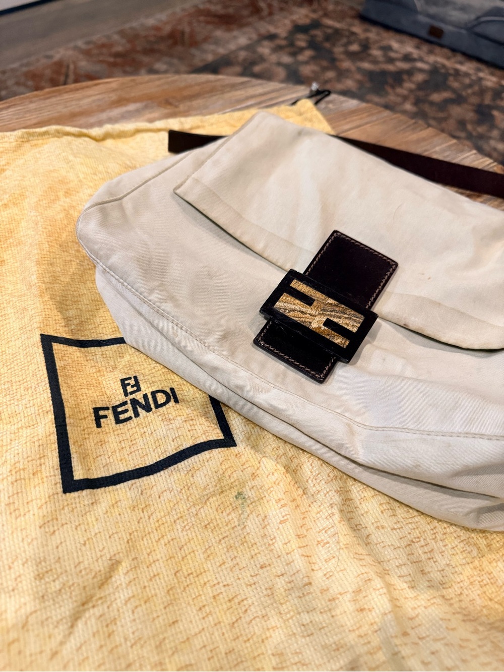 Vintage Fendi Canvas Tote with Brown Leather Trim - Picture 9 of 9